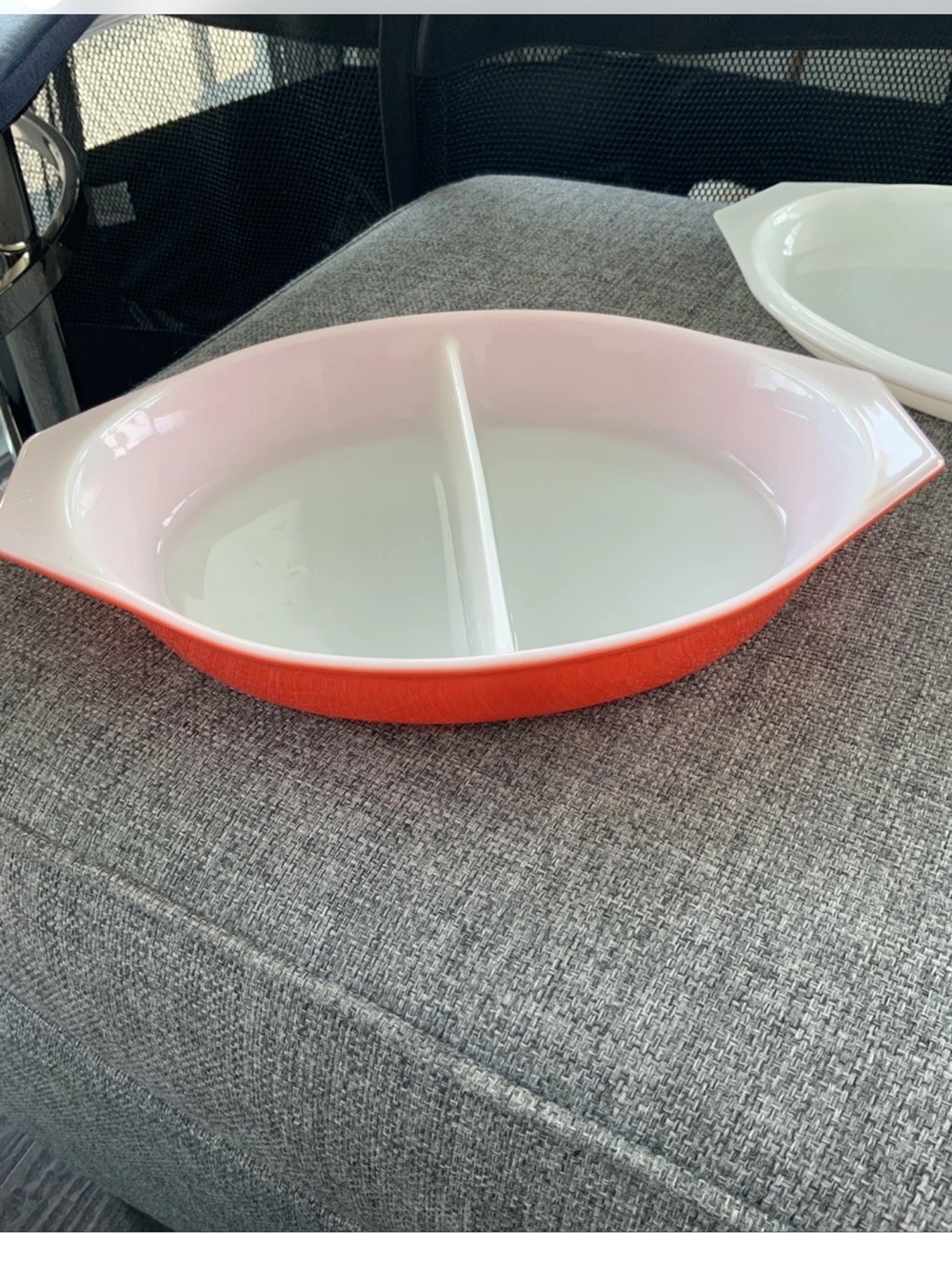 Pyrex Divided Casserole Dish W/ Lid Vintage Friendship Pattern Red & White 1Qt - Picture 5 of 8